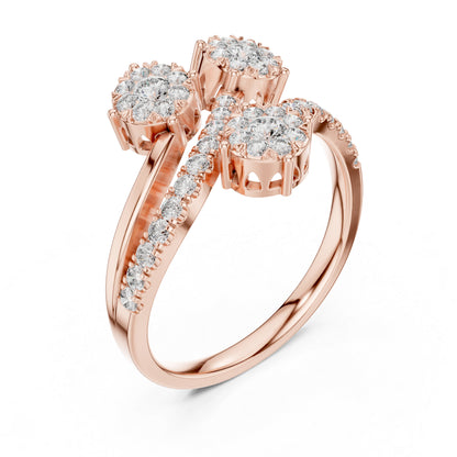 14K Rose Gold Round Lab-Grown Diamond Drop Wedding Ring for Women | Pure Carat