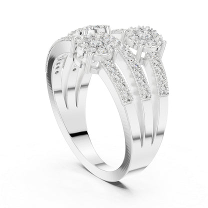 18K White Gold Round Lab-Grown Diamond Drop Ring for Women | Office Wear | Pure Carat