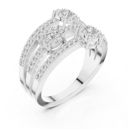 18K White Gold Round Lab-Grown Diamond Drop Ring for Women | Office Wear | Pure Carat