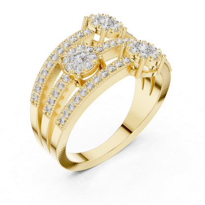 18K White Gold Round Lab-Grown Diamond Drop Ring for Women | Office Wear | Pure Carat