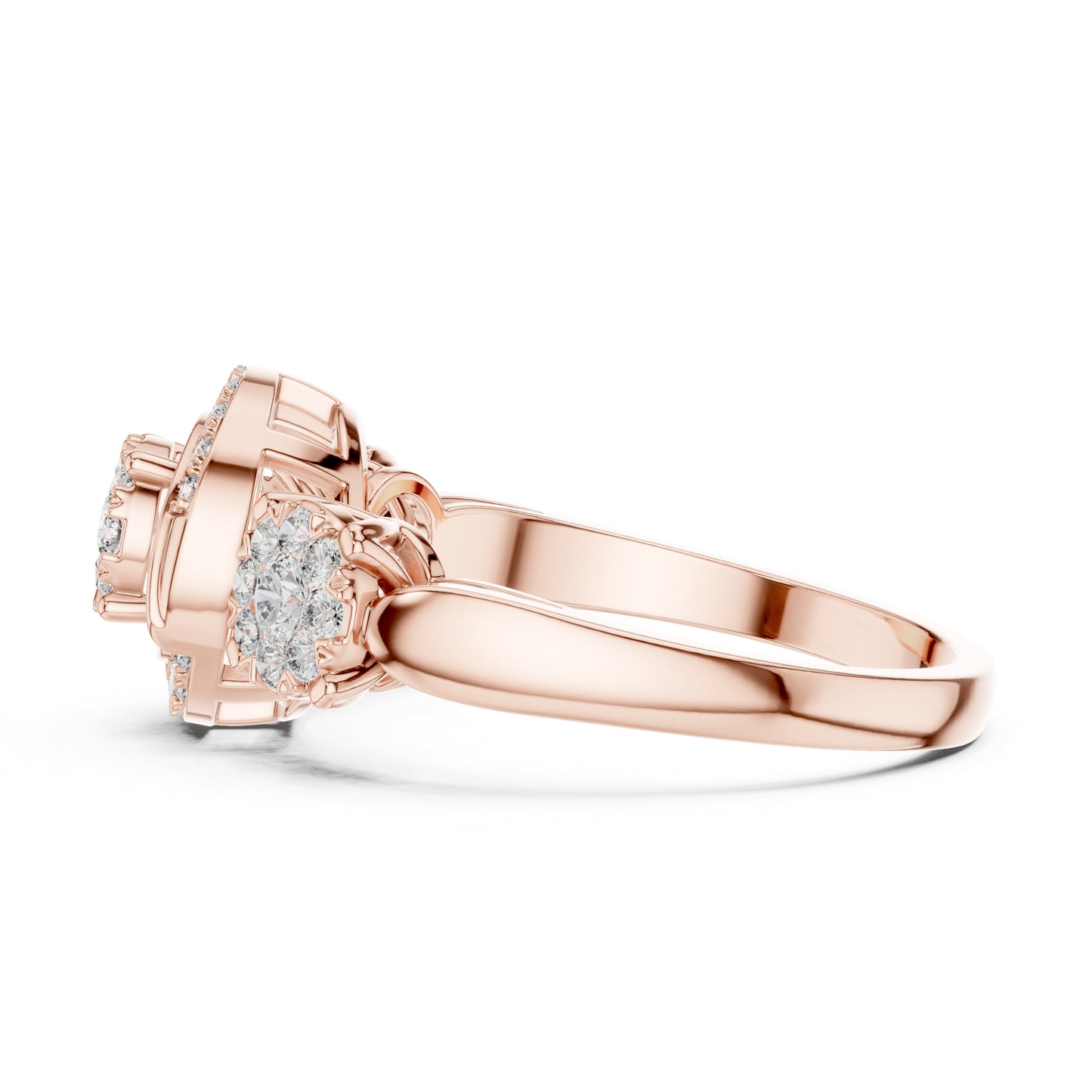 18K Rose Gold Round Lab-Grown Diamond Stud Bridal Ring for Women | Pure Carat