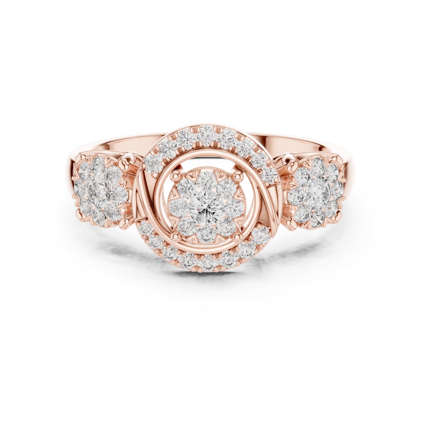 18K Rose Gold Round Lab-Grown Diamond Stud Bridal Ring for Women | Pure Carat