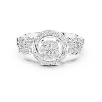 18K Rose Gold Round Lab-Grown Diamond Stud Bridal Ring for Women | Pure Carat