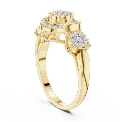 18K Rose Gold Round Lab-Grown Diamond Stud Bridal Ring for Women | Pure Carat