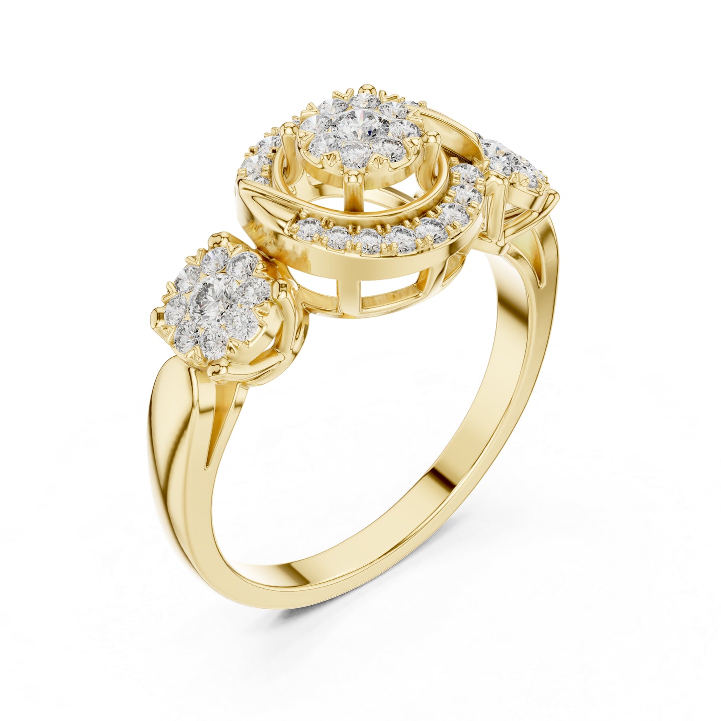 18K Rose Gold Round Lab-Grown Diamond Stud Bridal Ring for Women | Pure Carat
