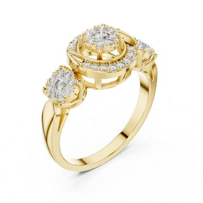 18K Rose Gold Round Lab-Grown Diamond Stud Bridal Ring for Women | Pure Carat