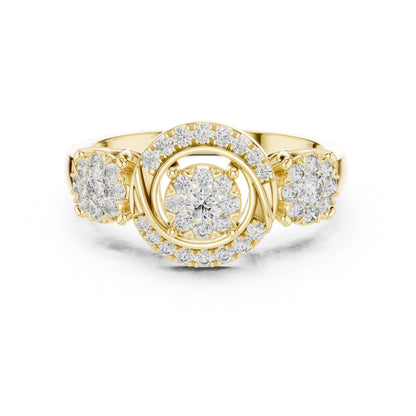 18K Rose Gold Round Lab-Grown Diamond Stud Bridal Ring for Women | Pure Carat
