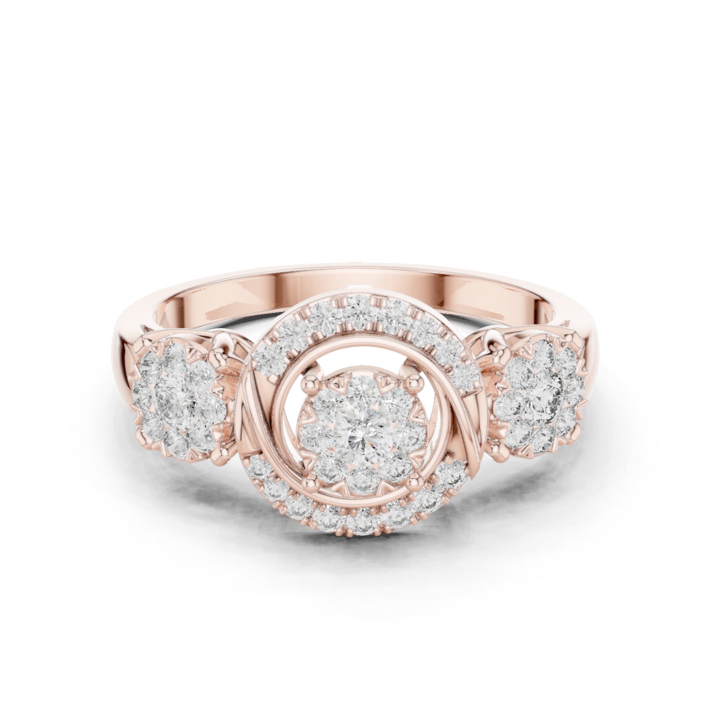 18K Rose Gold Round Lab-Grown Diamond Stud Bridal Ring for Women | Pure Carat