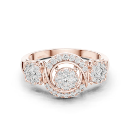 18K Rose Gold Round Lab-Grown Diamond Stud Bridal Ring for Women | Pure Carat