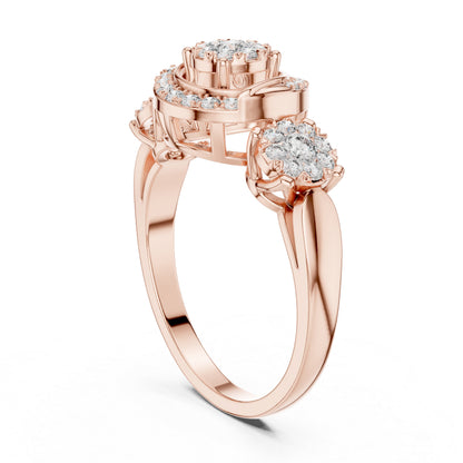 18K Rose Gold Round Lab-Grown Diamond Stud Bridal Ring for Women | Pure Carat