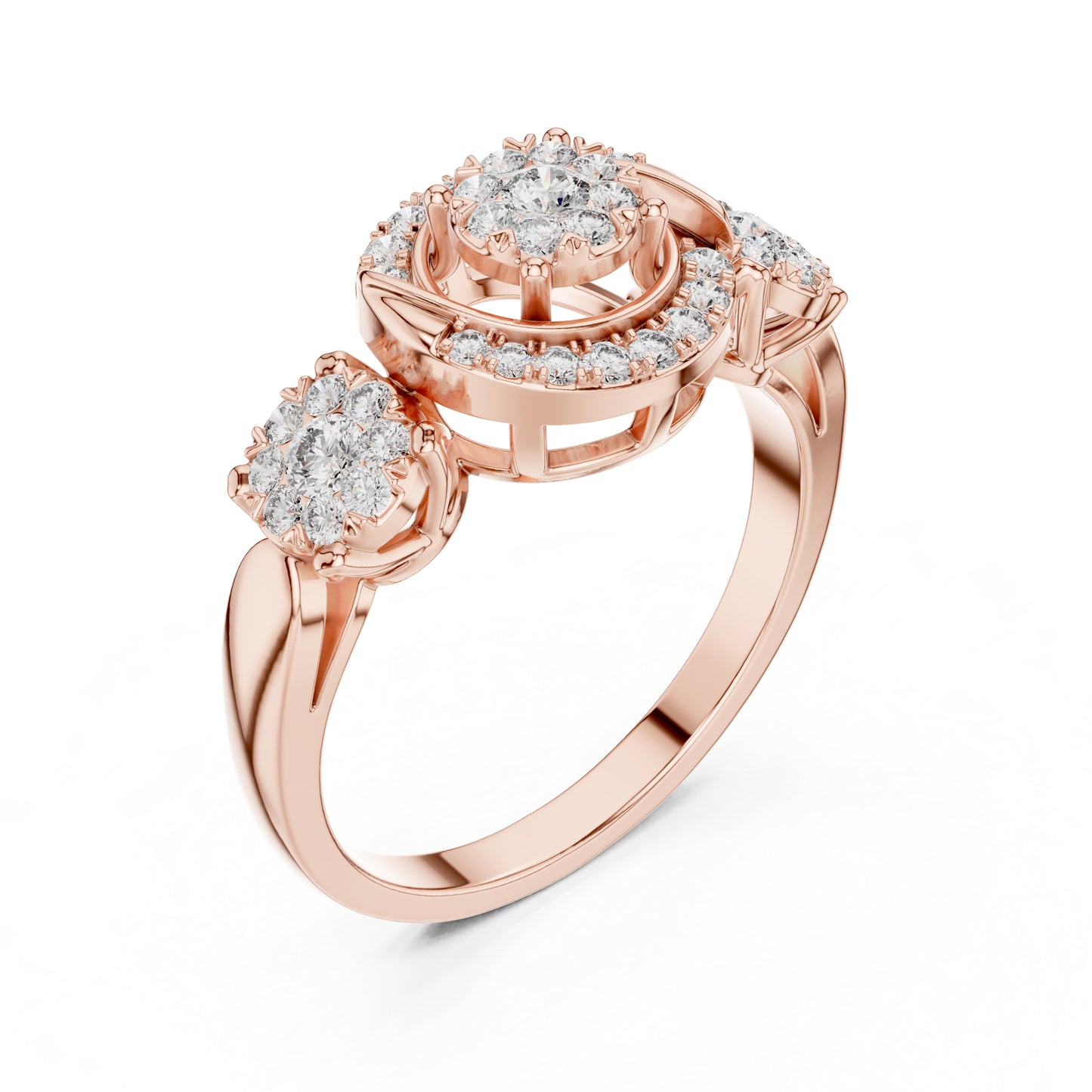 18K Rose Gold Round Lab-Grown Diamond Stud Bridal Ring for Women | Pure Carat