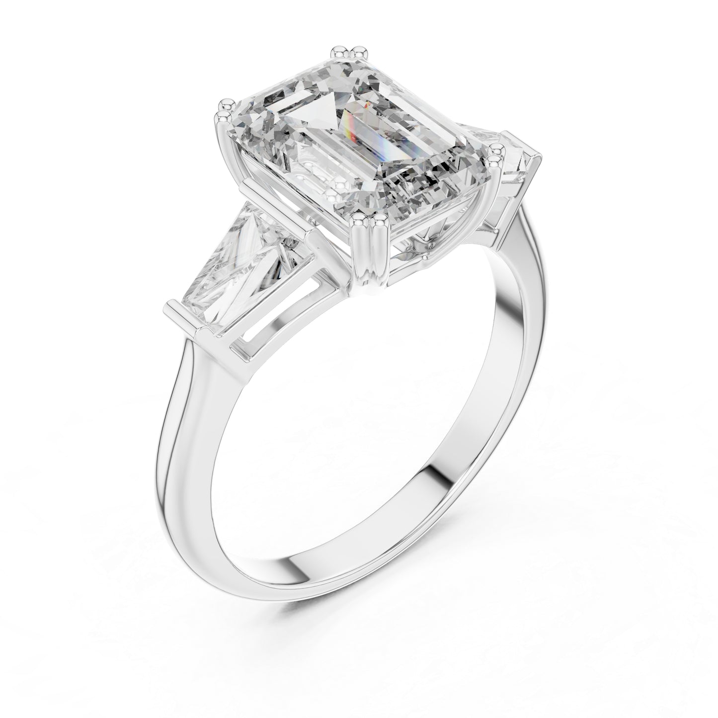 18K White Gold Princess Diamond Stud Ring for Women Party Wear Pure Carat