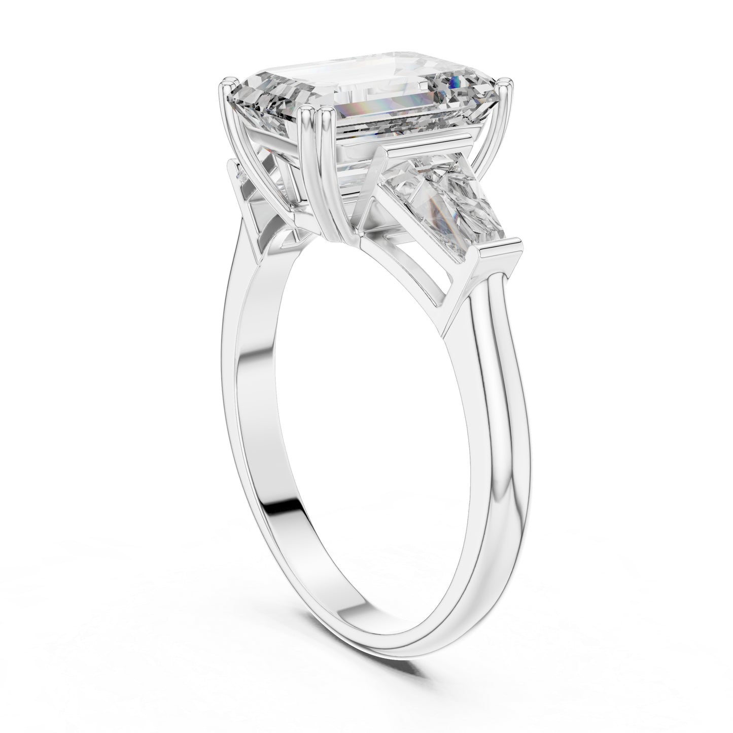 18K White Gold Princess Diamond Stud Ring for Women Party Wear Pure Carat