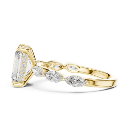 14K Yellow Gold Round, Marquise & Radiant Lab-Grown Diamond Wedding Ring for Women | Pure Carat