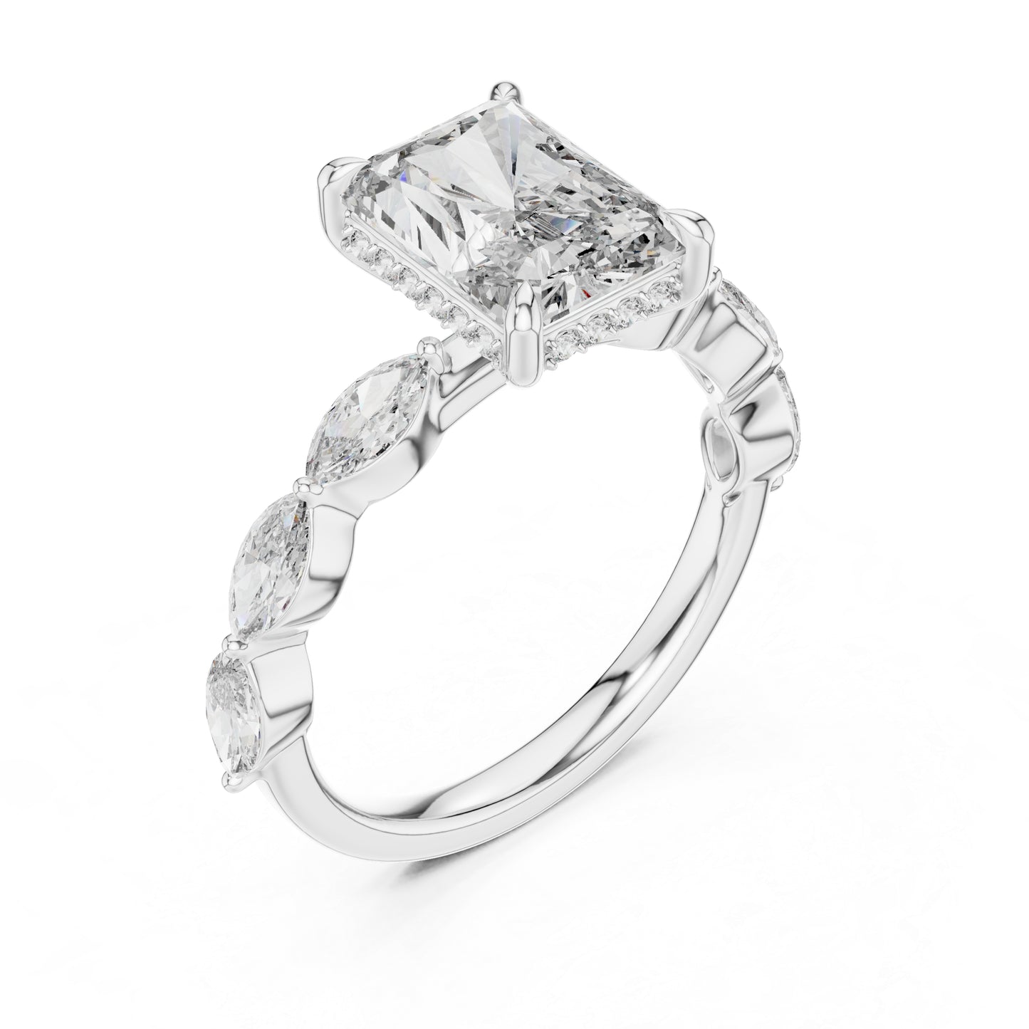 14K Yellow Gold Round, Marquise & Radiant Lab-Grown Diamond Wedding Ring for Women | Pure Carat