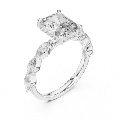 14K Yellow Gold Round, Marquise & Radiant Lab-Grown Diamond Wedding Ring for Women | Pure Carat