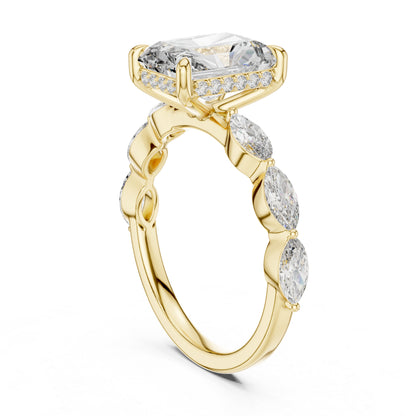 14K Yellow Gold Round, Marquise & Radiant Lab-Grown Diamond Wedding Ring for Women | Pure Carat