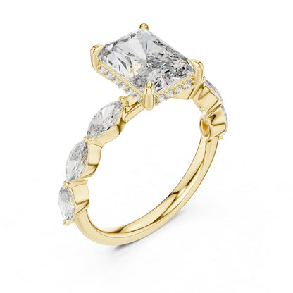 14K Yellow Gold Round, Marquise & Radiant Lab-Grown Diamond Wedding Ring for Women | Pure Carat