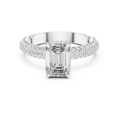 14K Rose Gold Round & Emerald Lab-Grown Diamond Engagement Ring for Women | Pure Carat