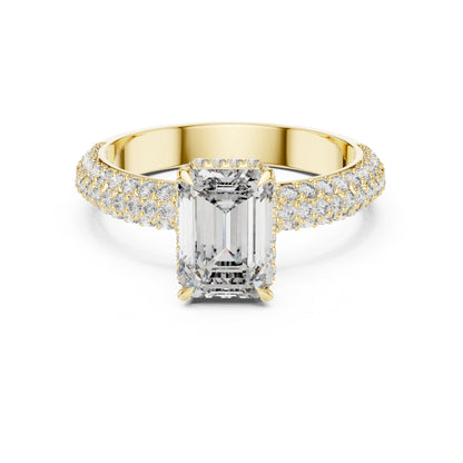 14K Rose Gold Round & Emerald Lab-Grown Diamond Engagement Ring for Women | Pure Carat
