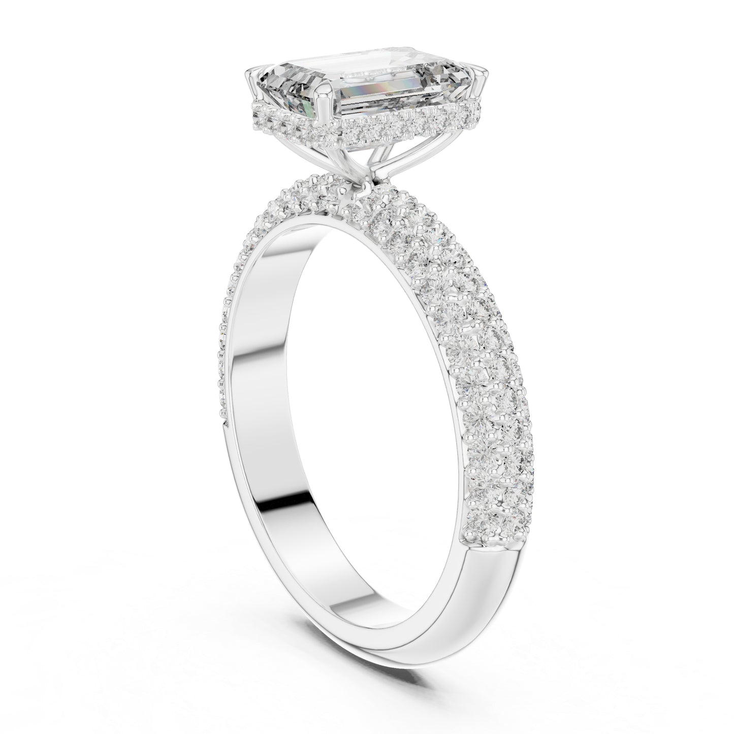 14K Rose Gold Round & Emerald Lab-Grown Diamond Engagement Ring for Women | Pure Carat