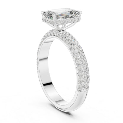 14K Rose Gold Round & Emerald Lab-Grown Diamond Engagement Ring for Women | Pure Carat