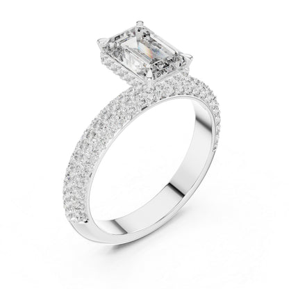 14K Rose Gold Round & Emerald Lab-Grown Diamond Engagement Ring for Women | Pure Carat