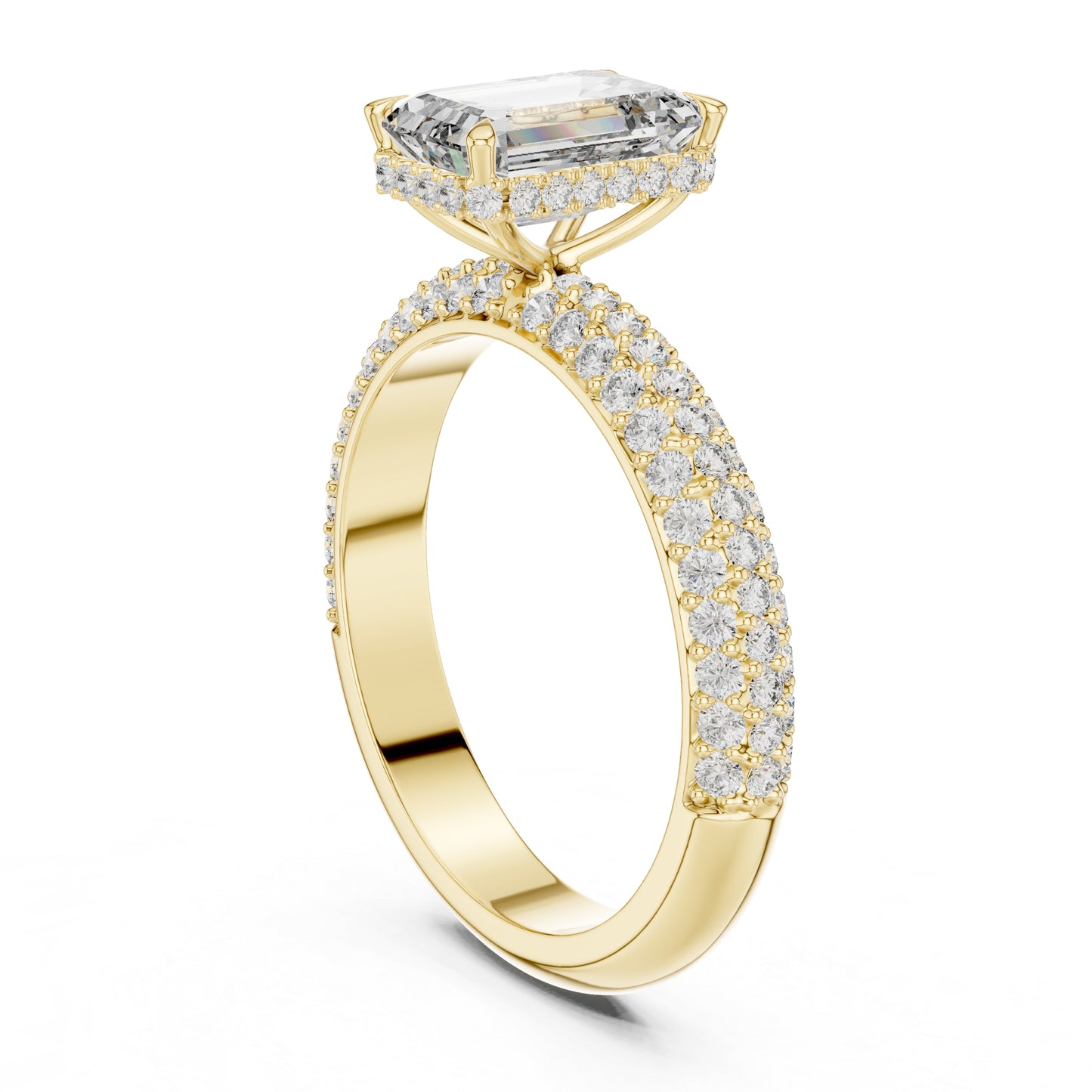 14K Rose Gold Round & Emerald Lab-Grown Diamond Engagement Ring for Women | Pure Carat