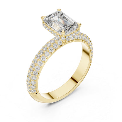 14K Rose Gold Round & Emerald Lab-Grown Diamond Engagement Ring for Women | Pure Carat