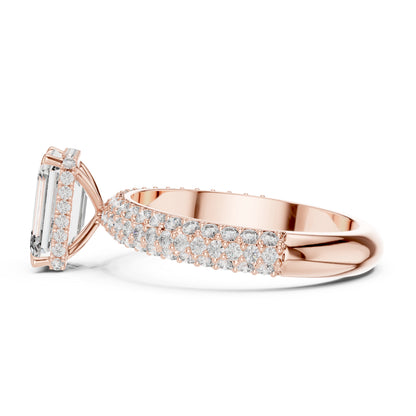 14K Rose Gold Round & Emerald Lab-Grown Diamond Engagement Ring for Women | Pure Carat