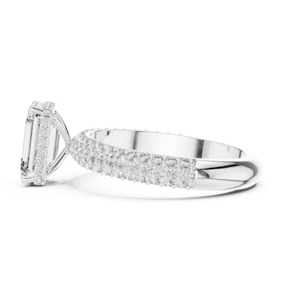 14K Rose Gold Round & Emerald Lab-Grown Diamond Engagement Ring for Women | Pure Carat