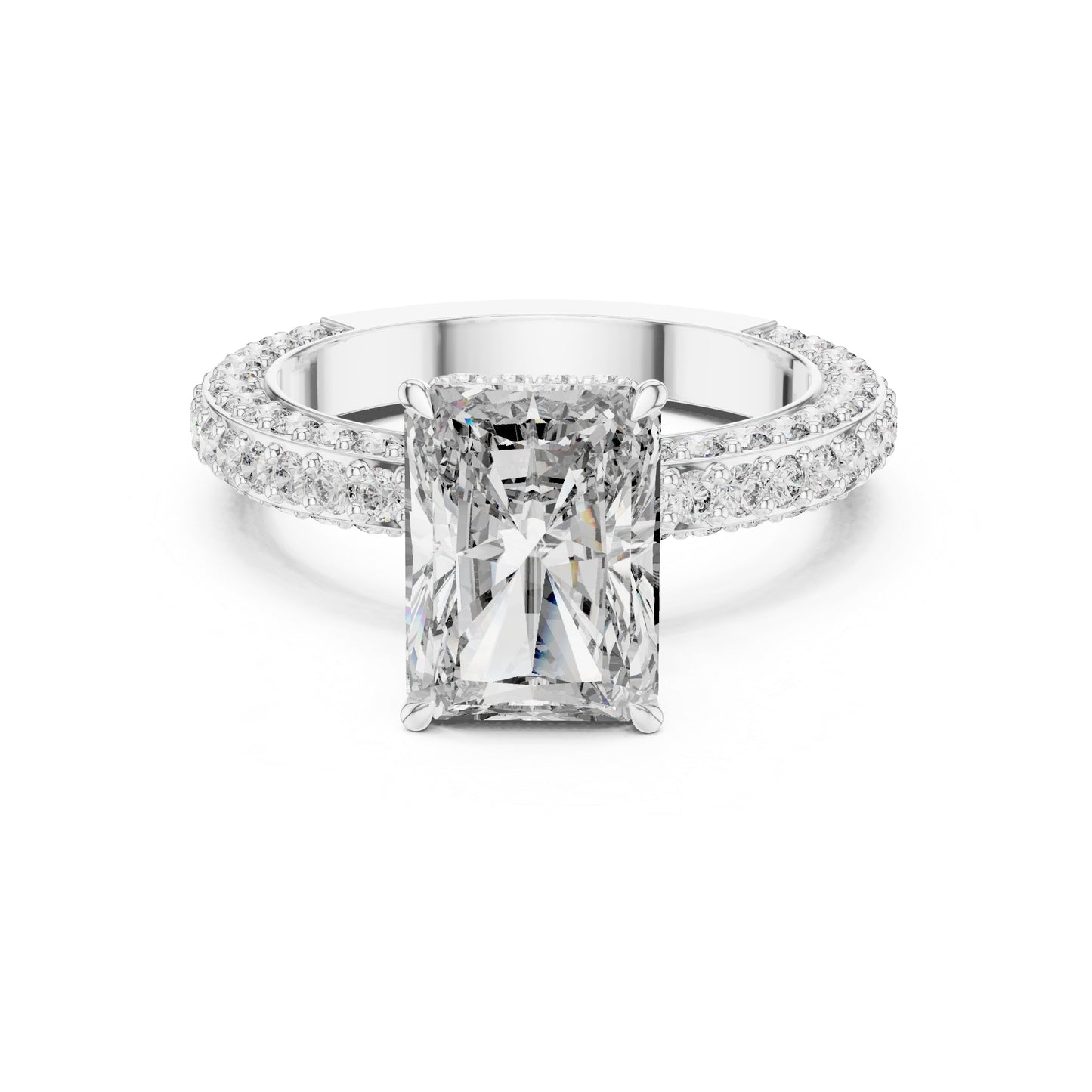 18K White Gold Round & Radiant Lab-Grown Diamond Engagement Ring for Women | Pure Carat