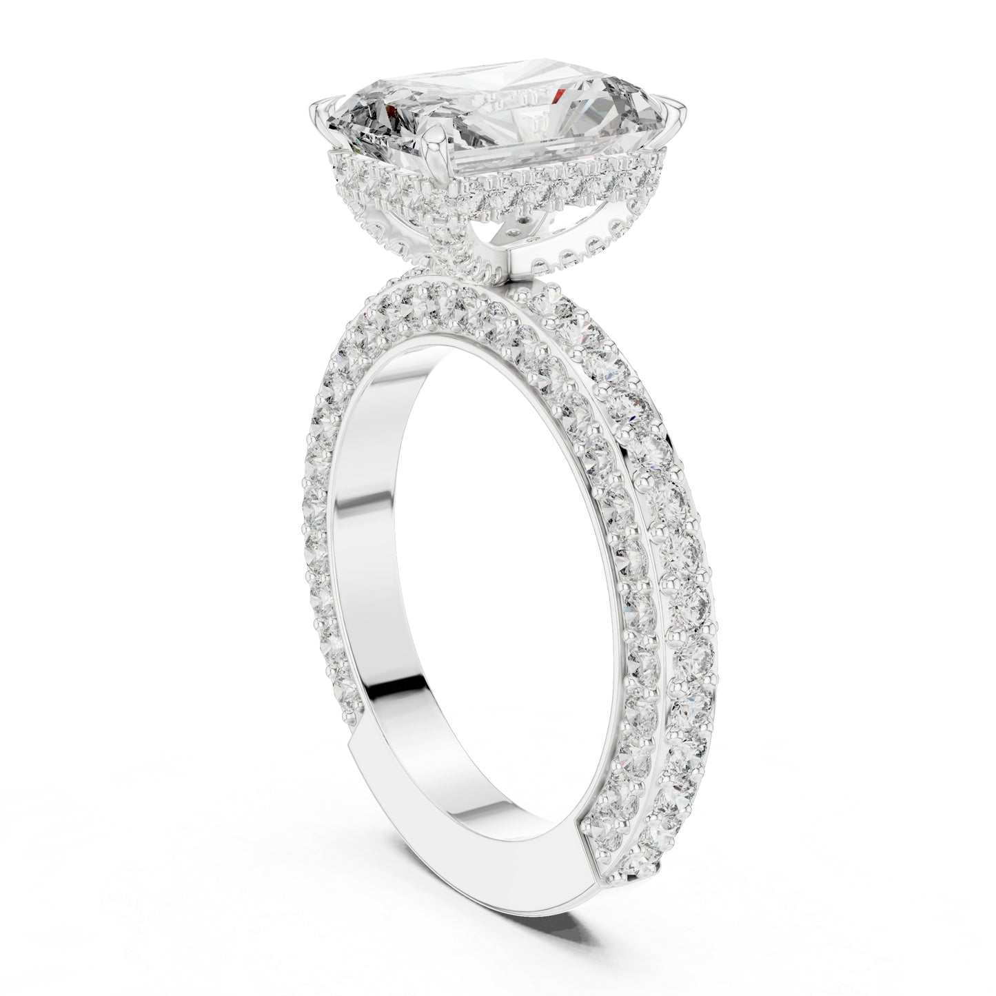 18K White Gold Round & Radiant Lab-Grown Diamond Engagement Ring for Women | Pure Carat