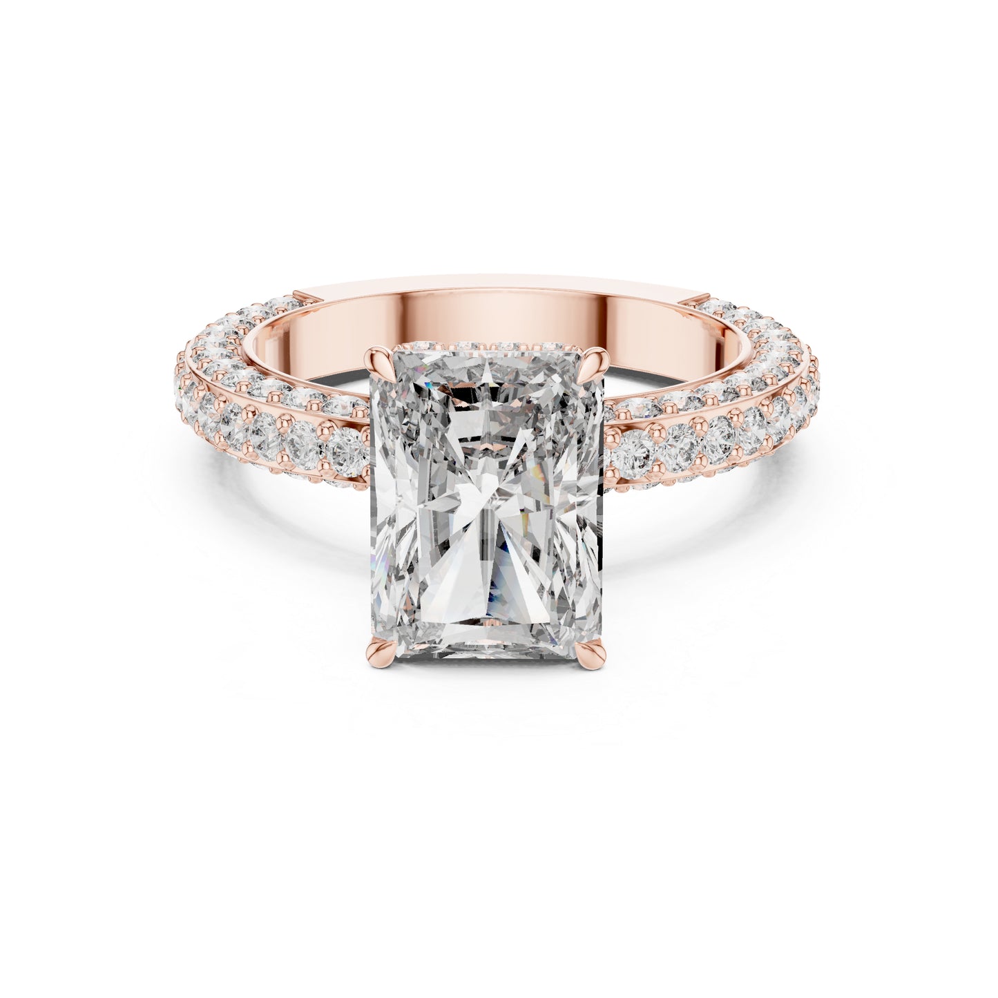 18K White Gold Round & Radiant Lab-Grown Diamond Engagement Ring for Women | Pure Carat