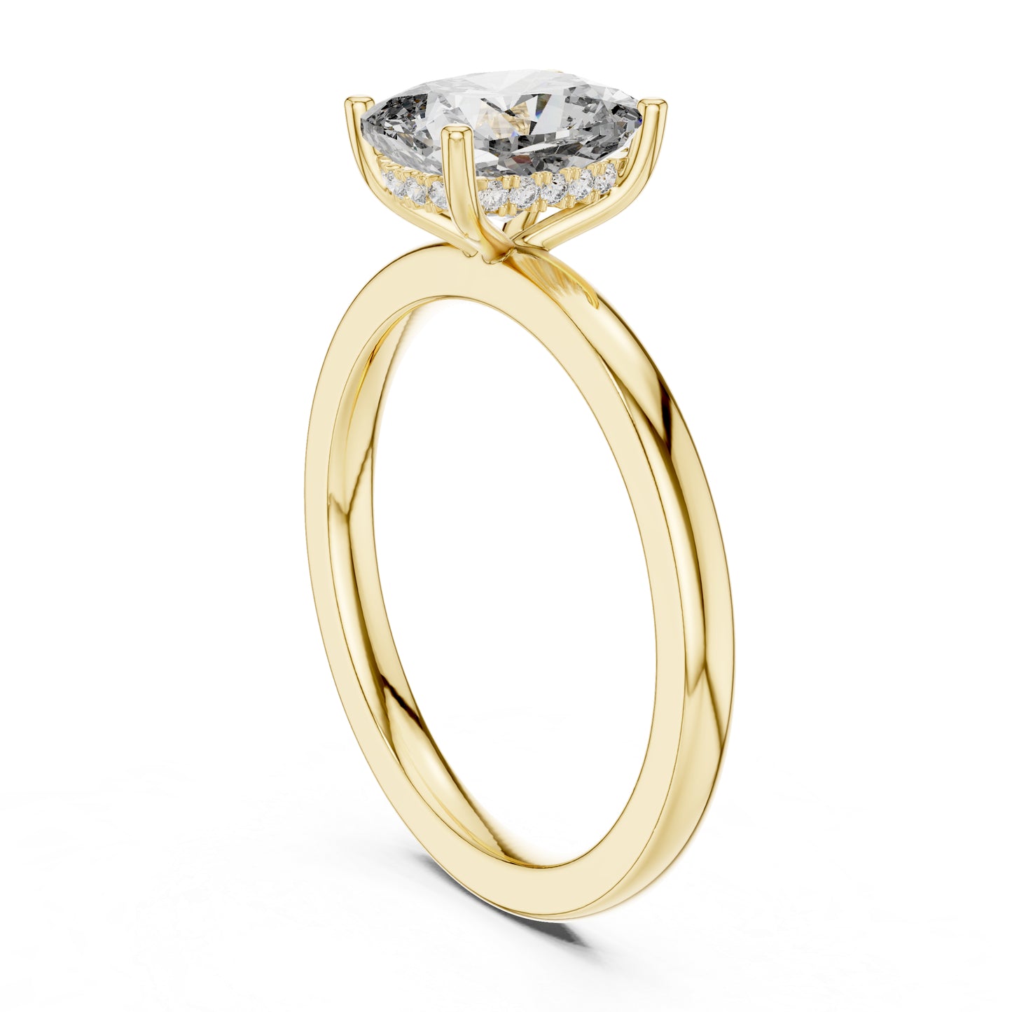 18K Yellow Gold Round & Radiant Lab-Grown Diamond Engagement Ring for Women | Pure Carat