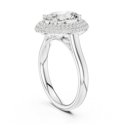 14K White Gold Round & Oval Lab-Grown Diamond Wedding Ring for Women | Pure Carat
