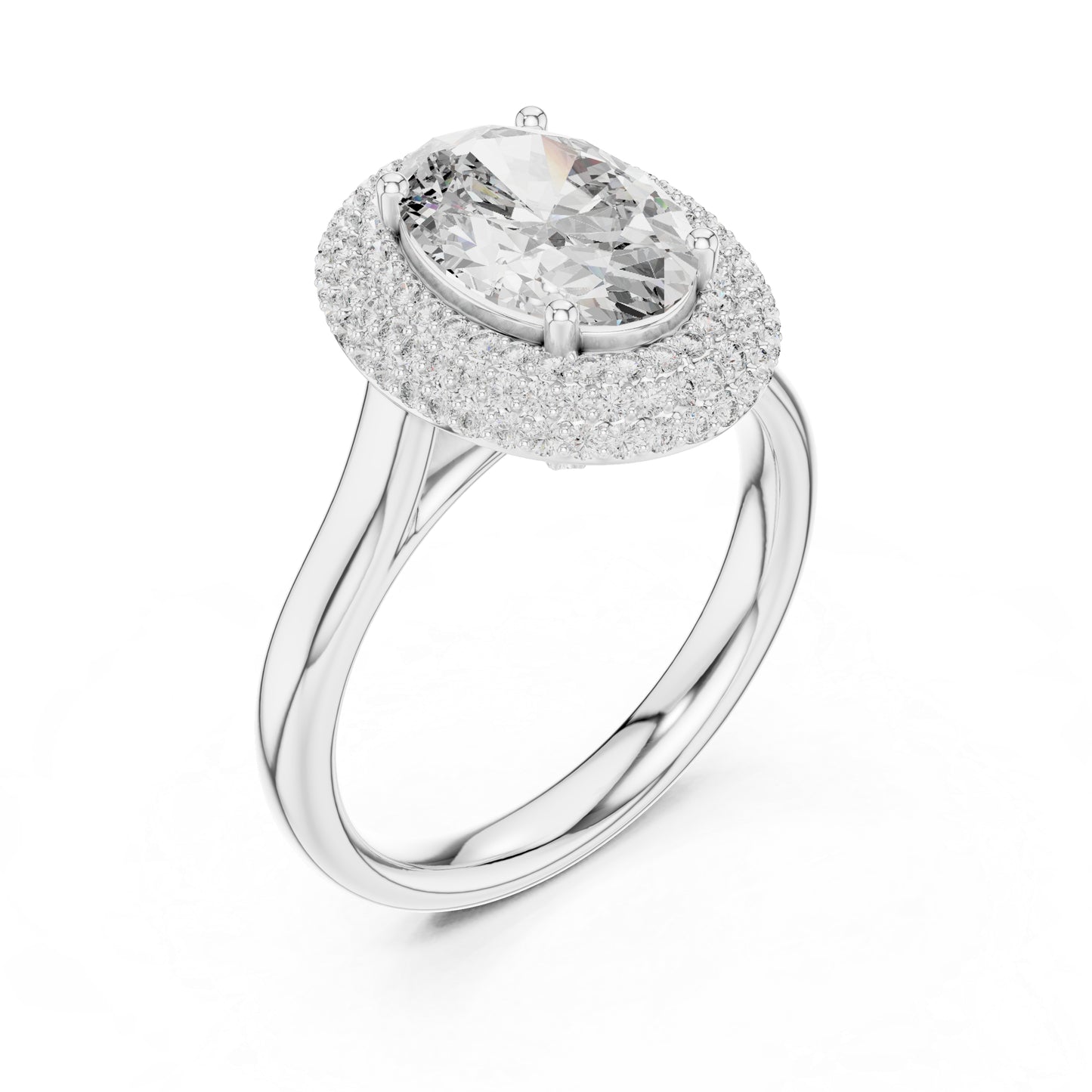 14K White Gold Round & Oval Lab-Grown Diamond Wedding Ring for Women | Pure Carat