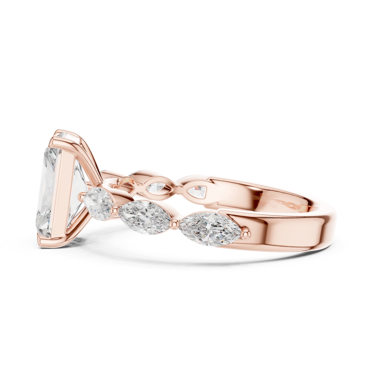18K Rose Gold Marquise & Radiant Lab-Grown Diamond Engagement Ring for Women | Pure Carat
