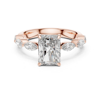 18K Rose Gold Marquise & Radiant Lab-Grown Diamond Engagement Ring for Women | Pure Carat
