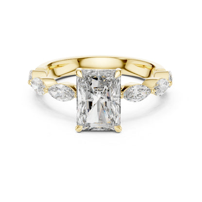 18K Rose Gold Marquise & Radiant Lab-Grown Diamond Engagement Ring for Women | Pure Carat