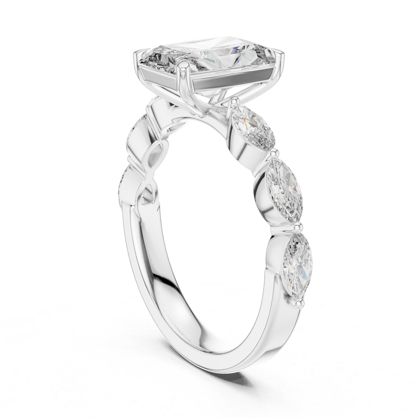 18K Rose Gold Marquise & Radiant Lab-Grown Diamond Engagement Ring for Women | Pure Carat