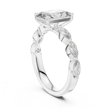 18K Rose Gold Marquise & Radiant Lab-Grown Diamond Engagement Ring for Women | Pure Carat