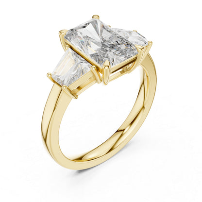 14K White Gold Tapered Baguette & Radiant Lab-Grown Diamond Engagement Ring for Women | Pure Carat