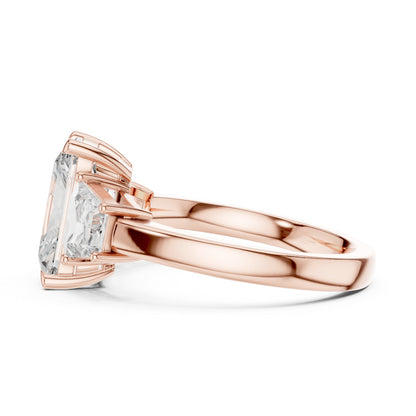 14K White Gold Tapered Baguette & Radiant Lab-Grown Diamond Engagement Ring for Women | Pure Carat
