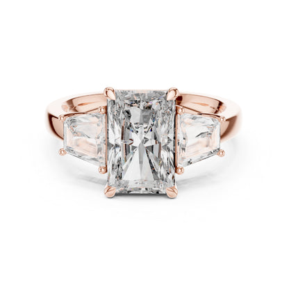 14K White Gold Tapered Baguette & Radiant Lab-Grown Diamond Engagement Ring for Women | Pure Carat