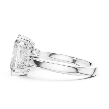 14K White Gold Tapered Baguette & Radiant Lab-Grown Diamond Engagement Ring for Women | Pure Carat