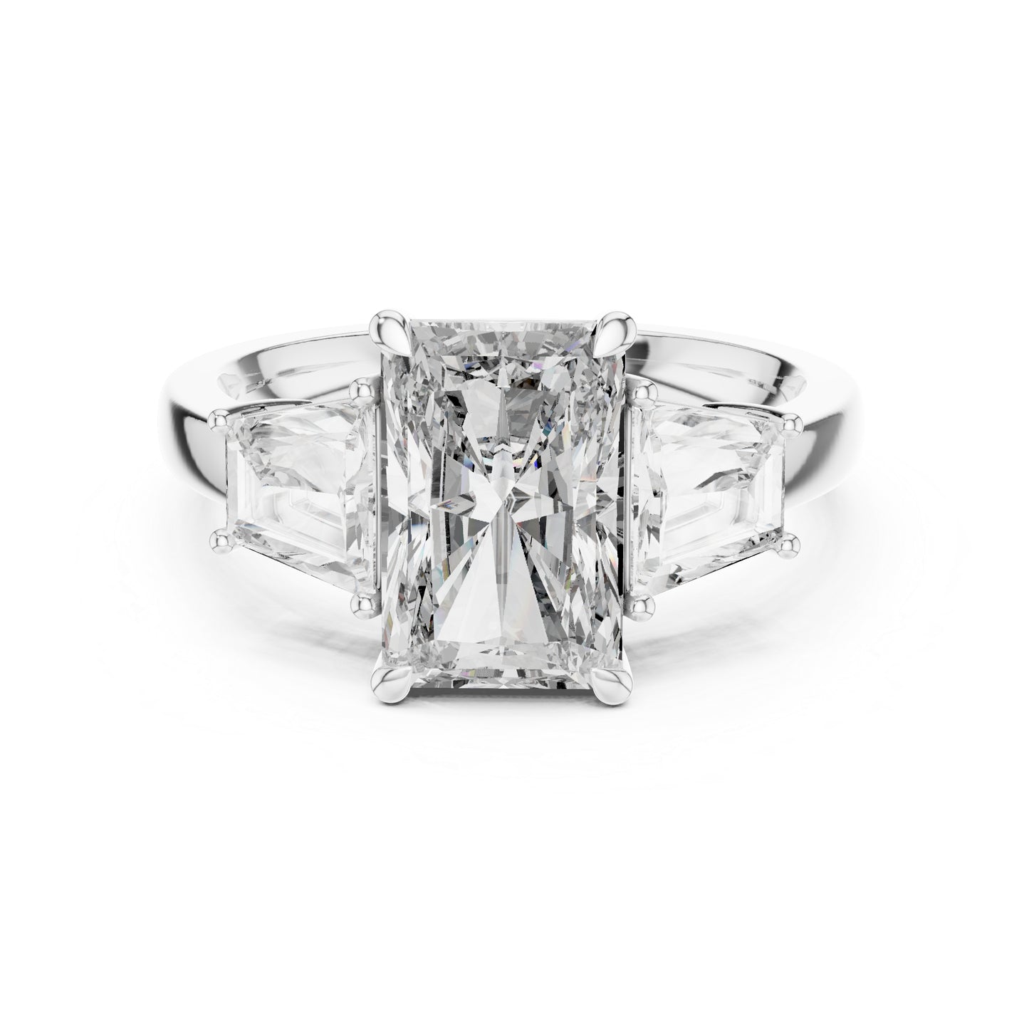 14K White Gold Tapered Baguette & Radiant Lab-Grown Diamond Engagement Ring for Women | Pure Carat