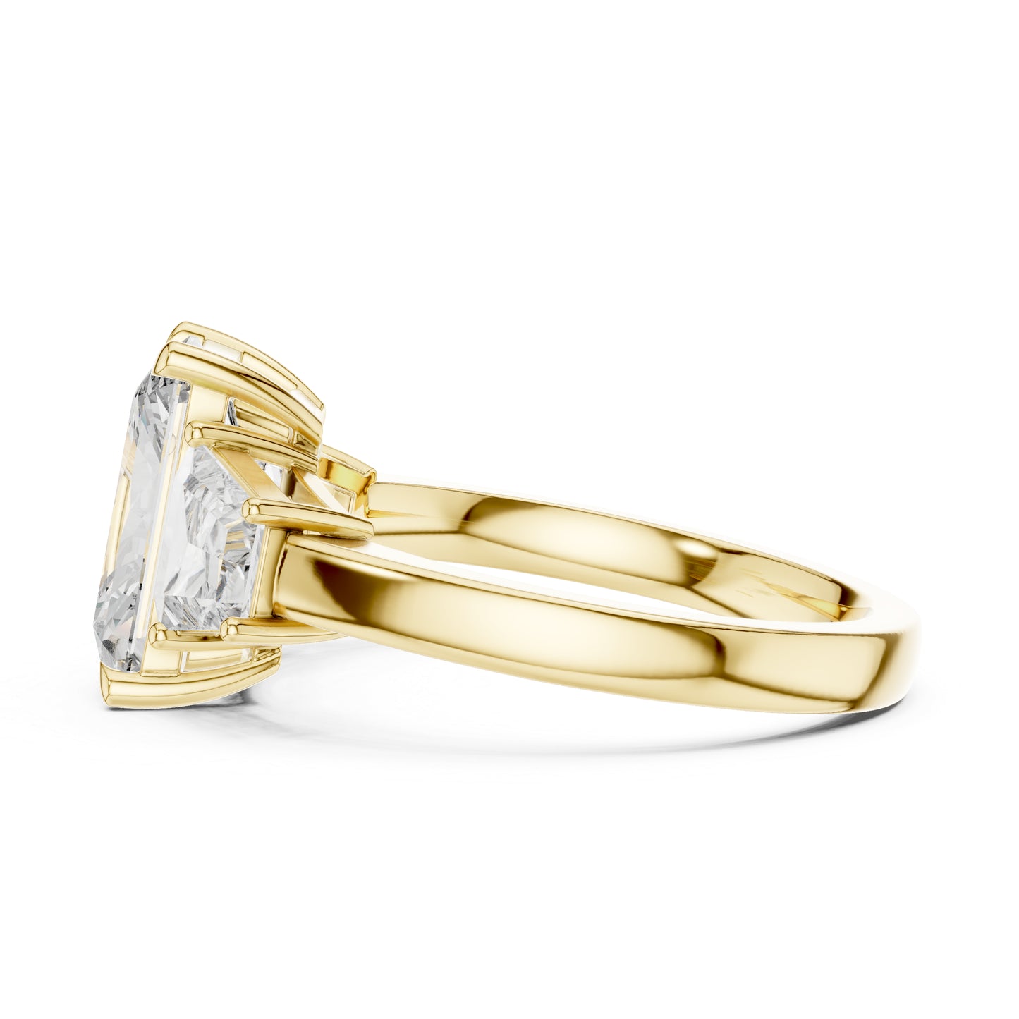 14K White Gold Tapered Baguette & Radiant Lab-Grown Diamond Engagement Ring for Women | Pure Carat