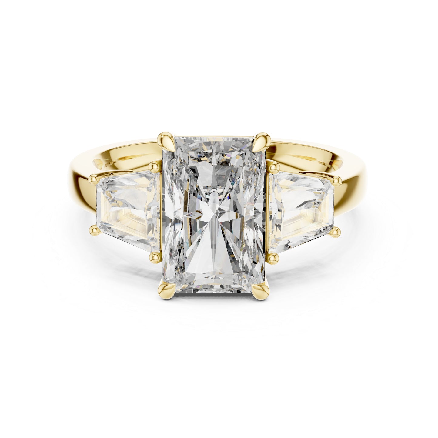 14K White Gold Tapered Baguette & Radiant Lab-Grown Diamond Engagement Ring for Women | Pure Carat
