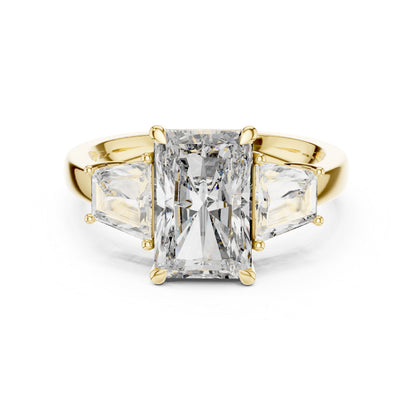 14K White Gold Tapered Baguette & Radiant Lab-Grown Diamond Engagement Ring for Women | Pure Carat